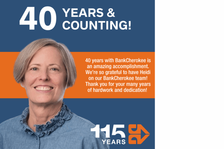 Cheers to Heidi for 40 years at BankCherokee!