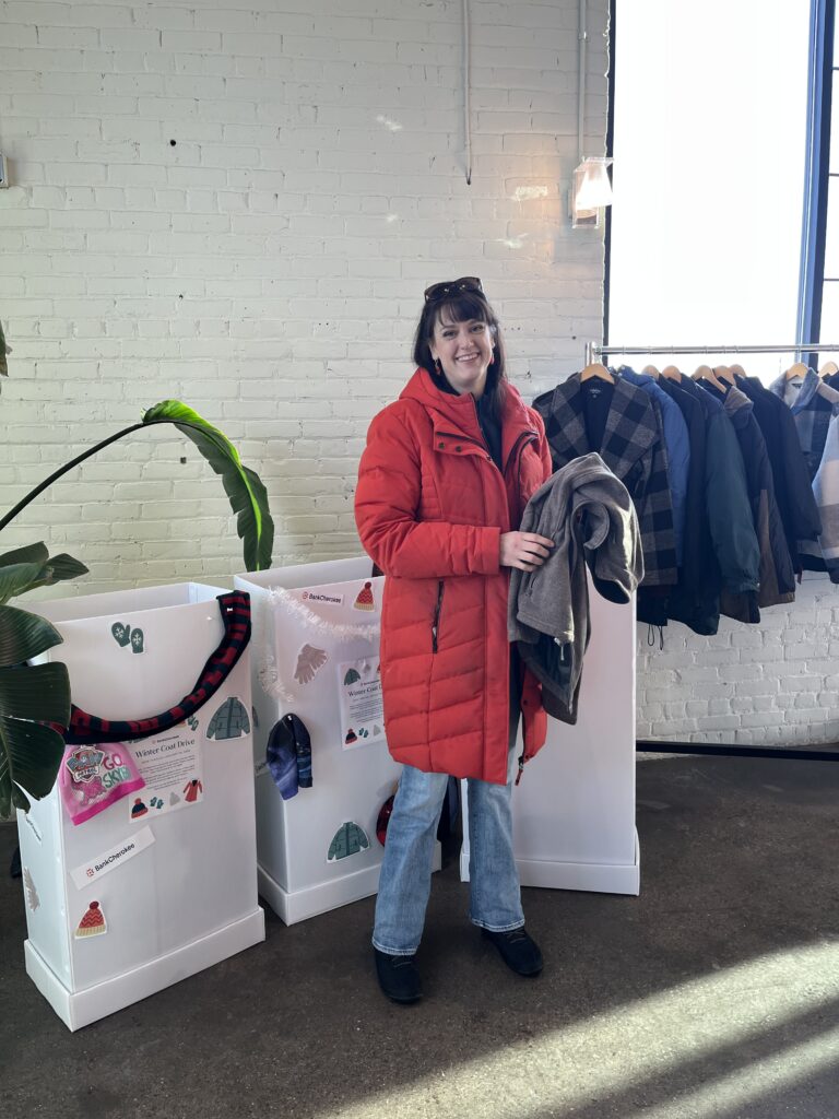 BankCherokee team members donating coats