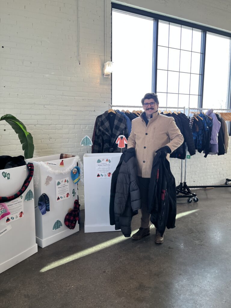 BankCherokee team members donating coats