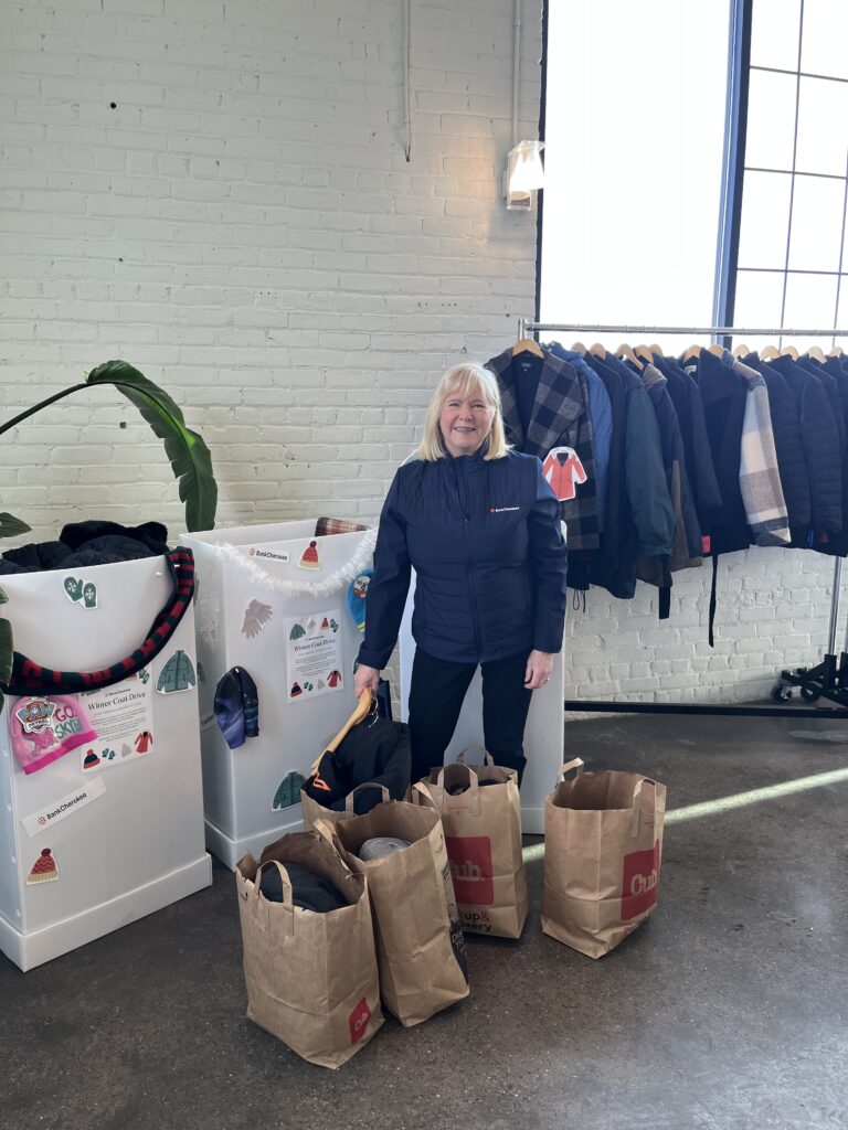 BankCherokee team members donating coats