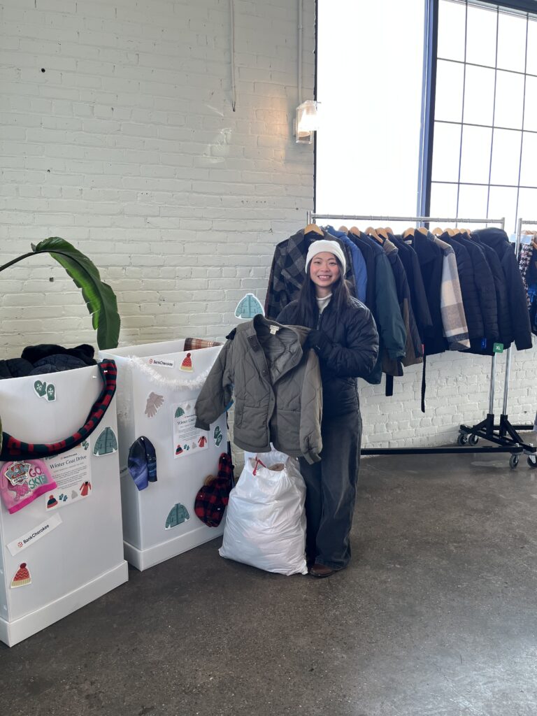 BankCherokee team members donating coats